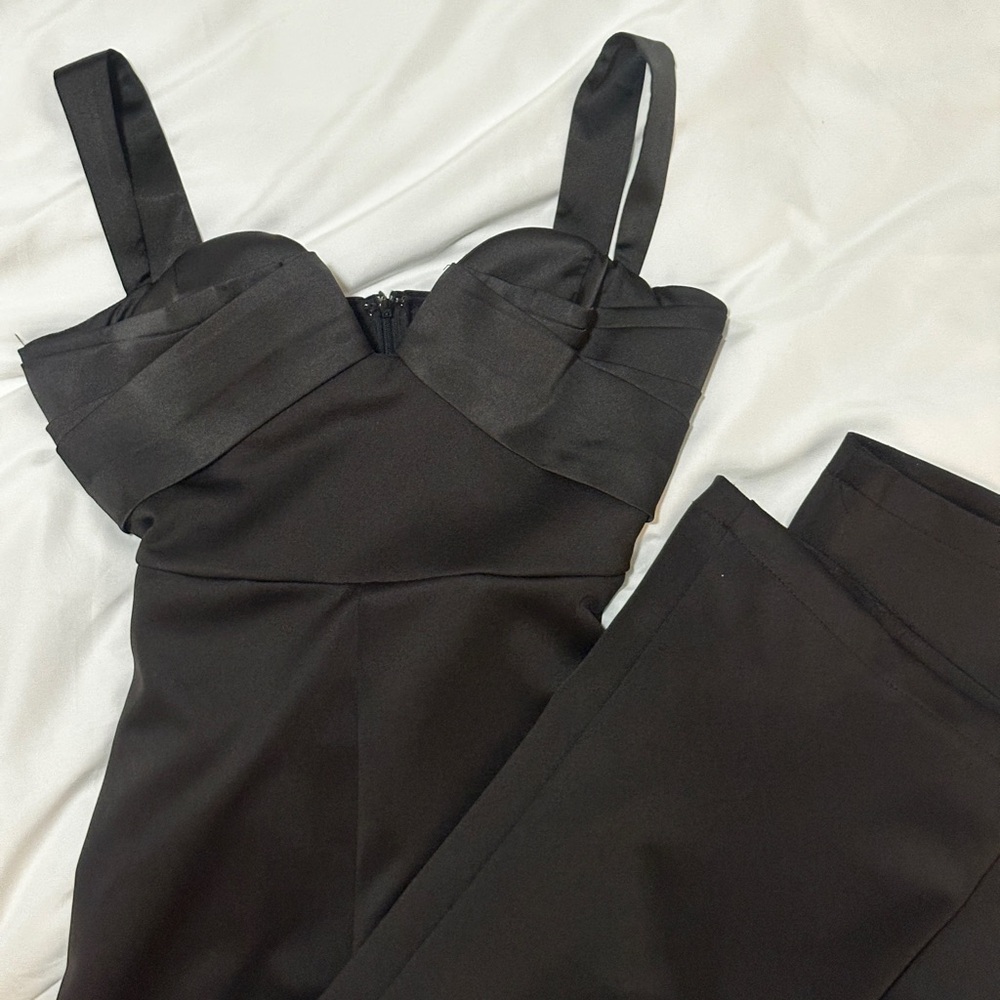 black satin corset jumpsuit